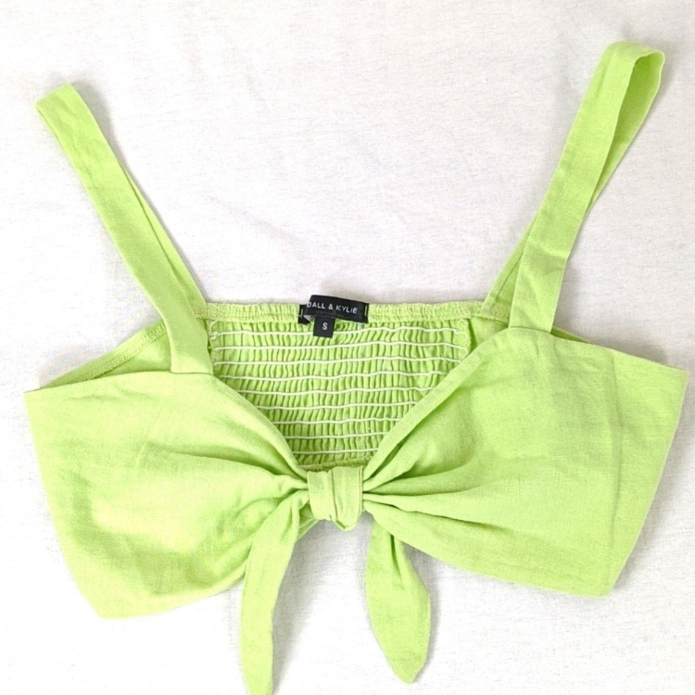 Neon green tie crop top